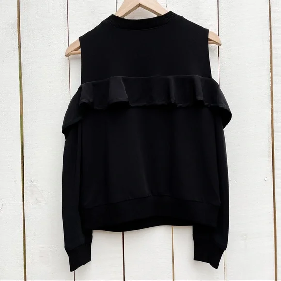 A.L.C. Lindsey Ruffle Cold Shoulder Top Black Women’s 0 - Picture 11 of 16